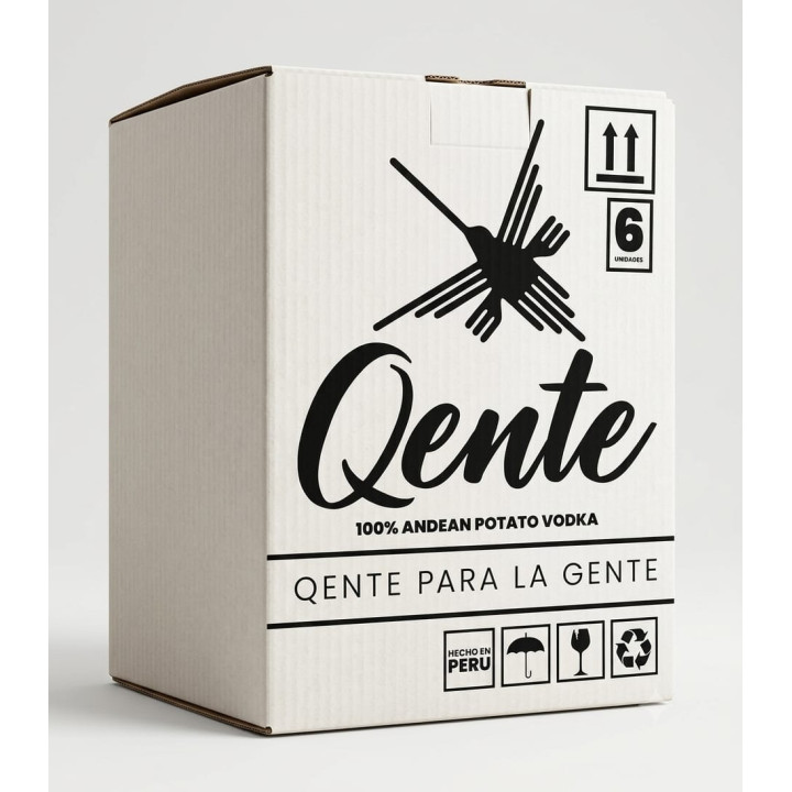Qente vodka artesanal caja 6x750ml - vodka premium peruano de papa andina - Qente.pe