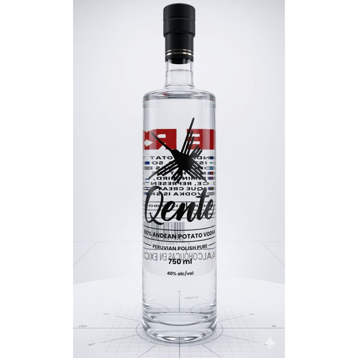 Qente vodka artesanal caja 6x750ml - vodka premium peruano de papa andina - Qente.pe