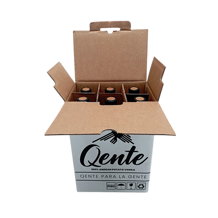Qente vodka artesanal caja 6x750ml - vodka premium peruano de papa andina - Qente.pe